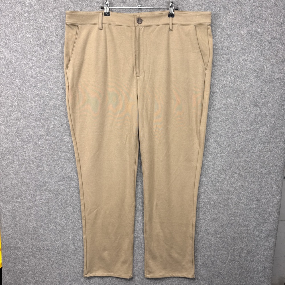 True Classic Men Chino Pants 42x30 Khaki Tan Rayon Nylon Stretch Comfort New